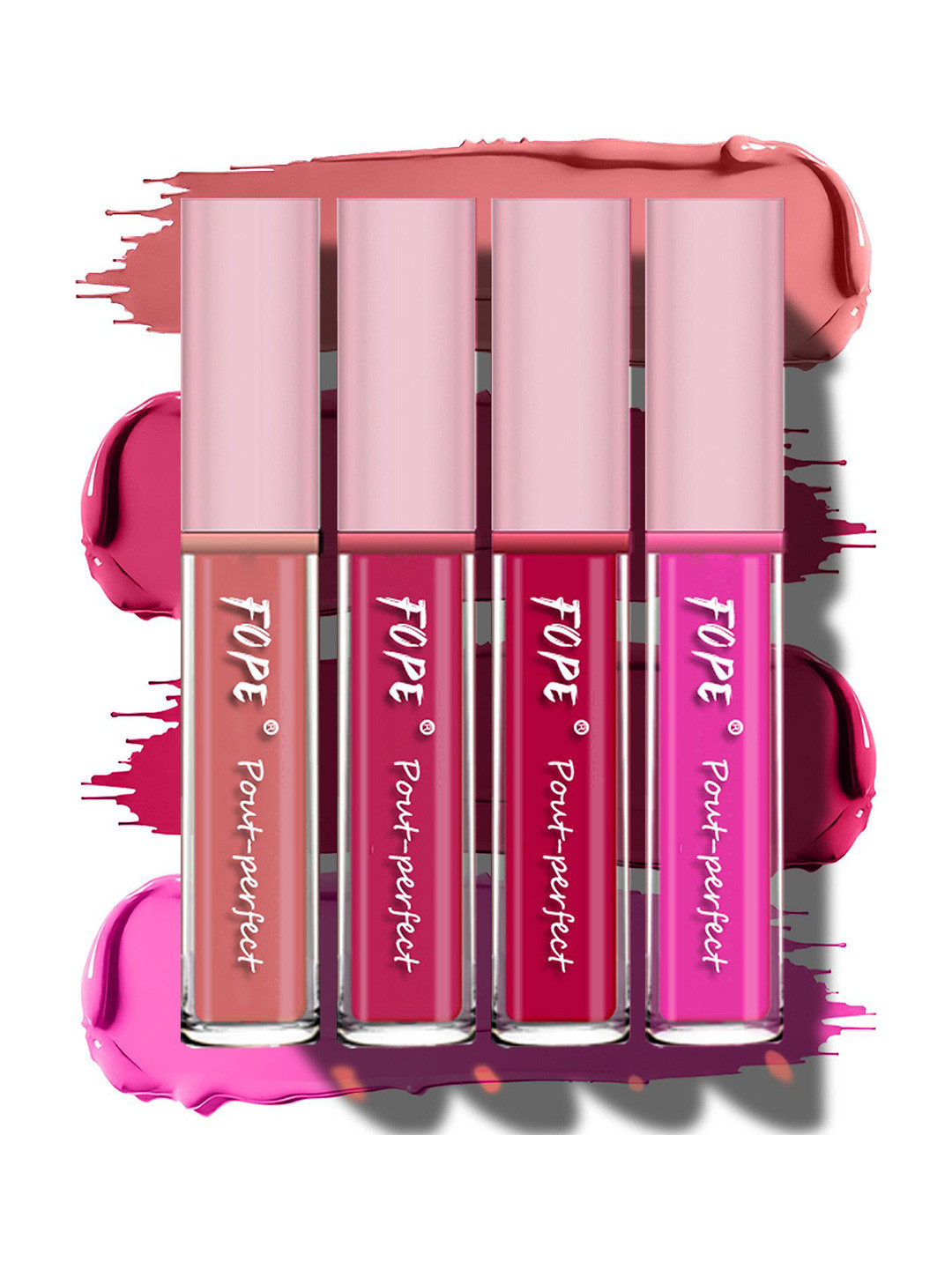 FOPE Set Of 4 Pout Perfect Lipstick - 4 ml Each Mauve Nude 7 Cherry Pink 10 Cherry Red 11