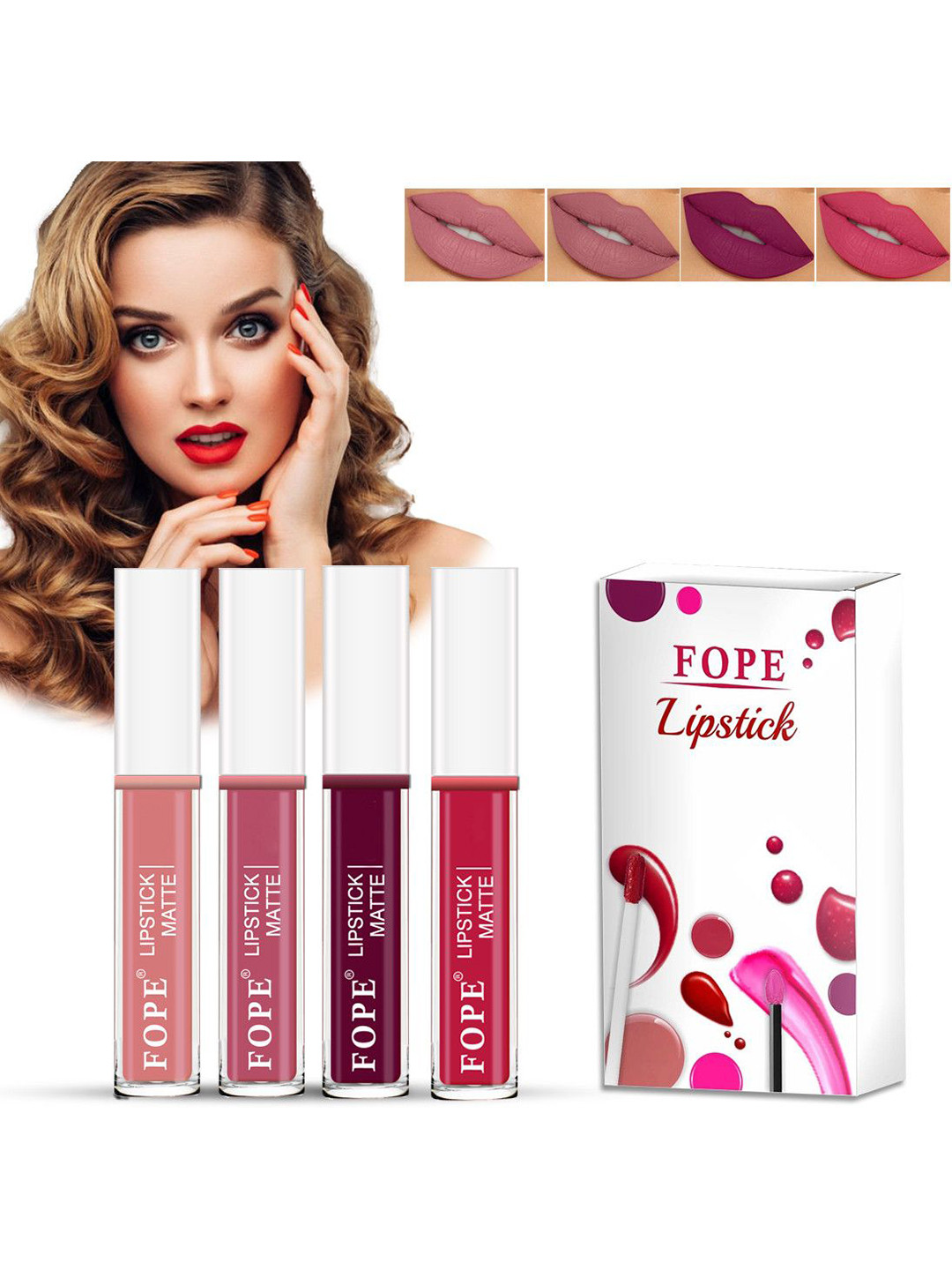 FOPE Constantly Set Of 4 Long Lasting Matte Smudge Proof Liquid Lipstick - 4 ml Each