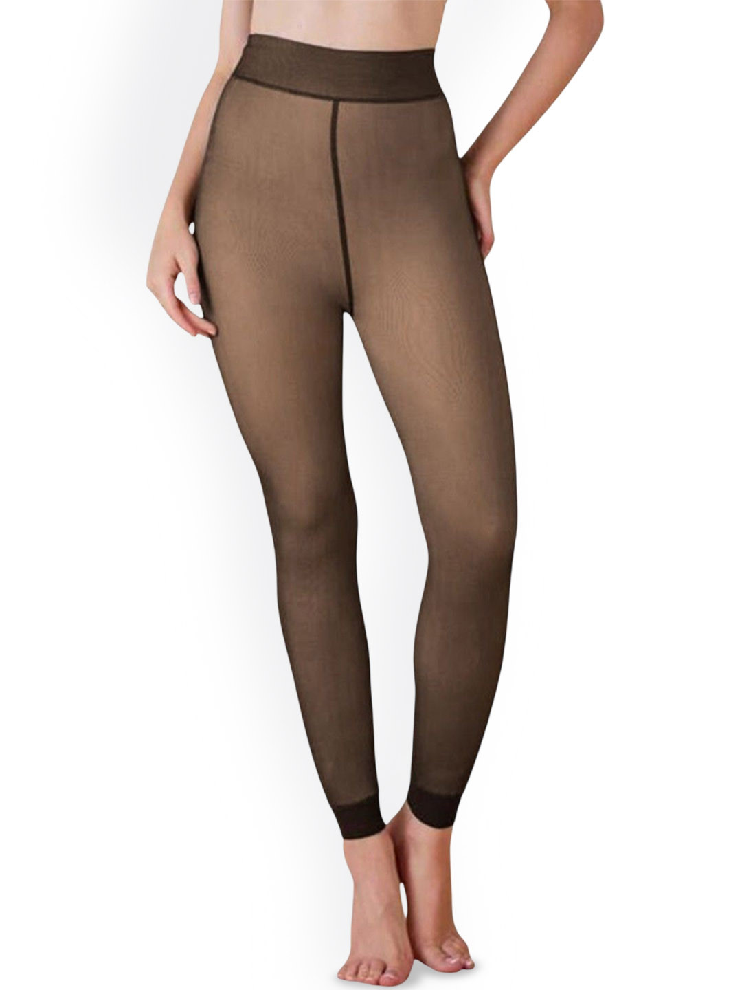 Sizi Women High Rise Dual Tone Stretchable Fleece Thermal Bottom