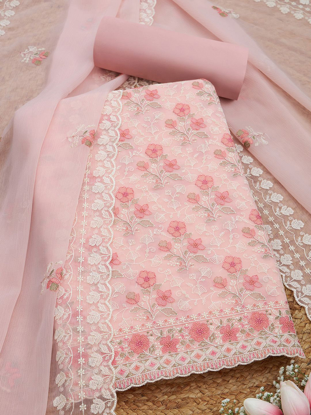 Soch Printed Silk Chiffon Unstitched Dress Material