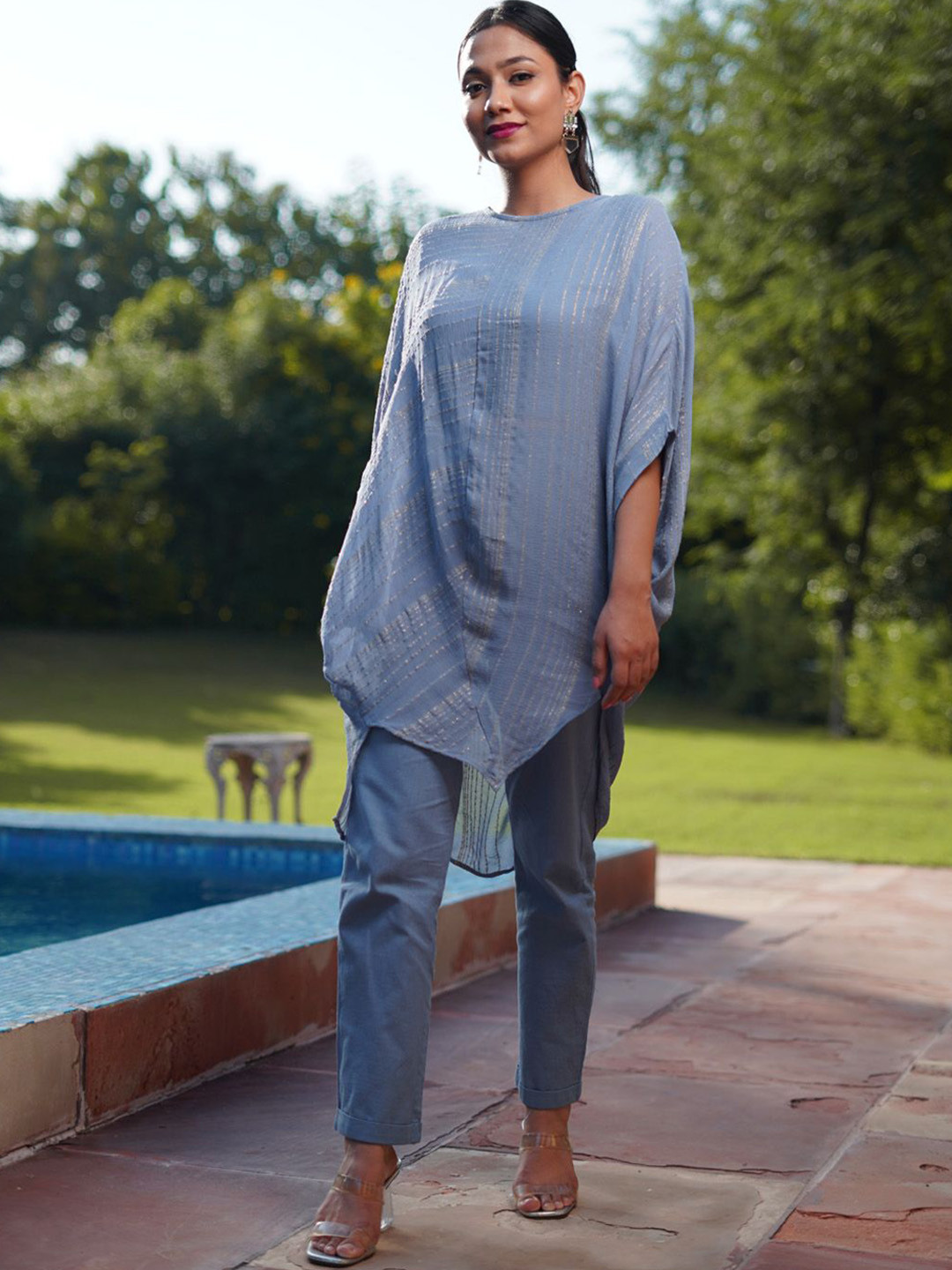 Shades of Sabi Self Design Top With Trouser Co-Ords