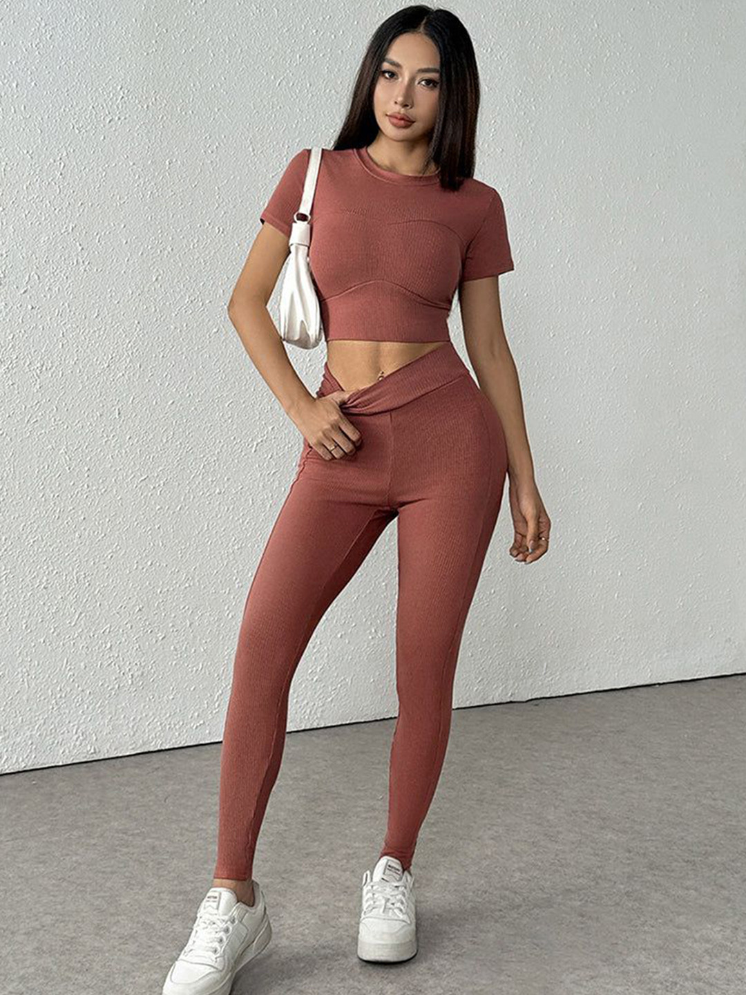 Outzidr Crop Top With Legging Co-ord Set