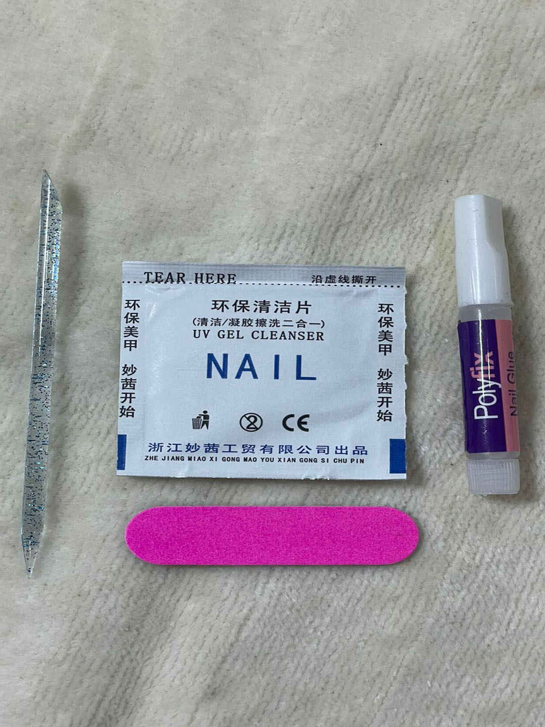 AMOK STORE Set Of 24 Artificial Nails With Glue, Wooden Stick & Nail Filer