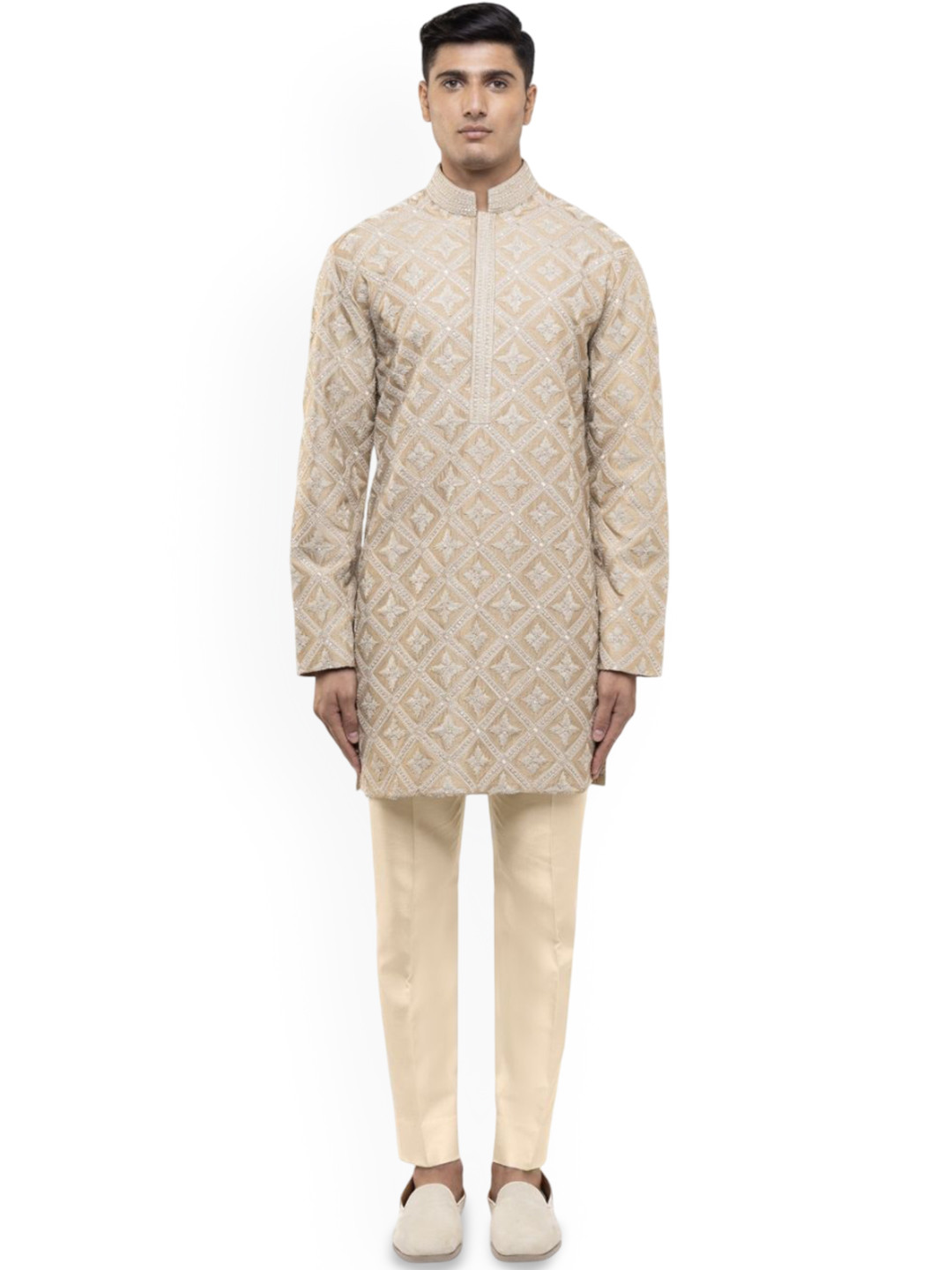 SDS By Kushal Shah Men Mirror Work Embroidered Regular Kurta with Trousers