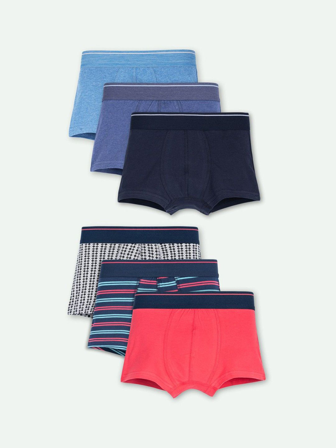 ariel Pack Of 6 Printed Trunks AR-BT-P6-S1-RED_NAVYZ