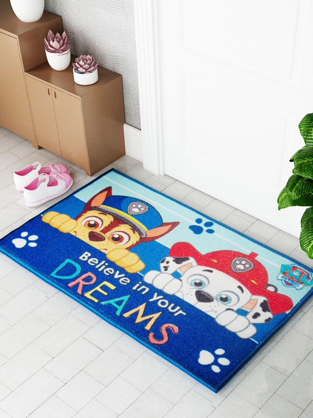 Athom Living Blue & Red  Believe In Your Dream Printed Anti-Skid Doormats