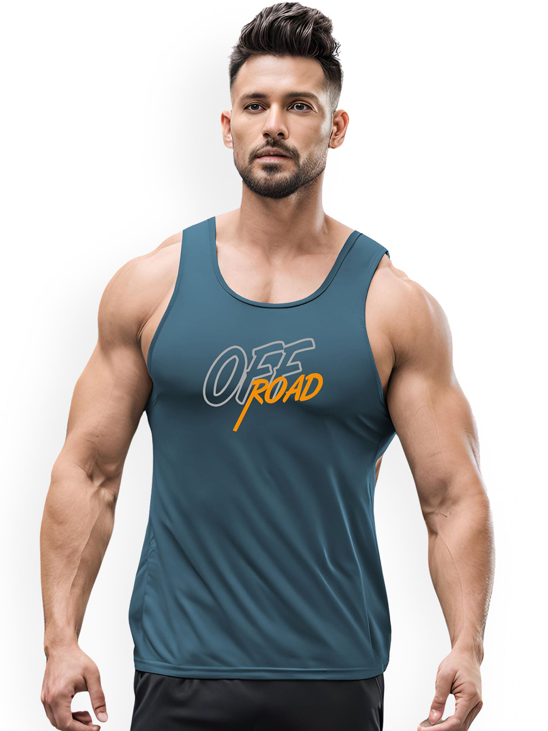 3Colors Printed Dri-Fit Athleisure Wear Gym Innerwear Vest VEST-N CUT-OFFROAD-AF BLUE_M