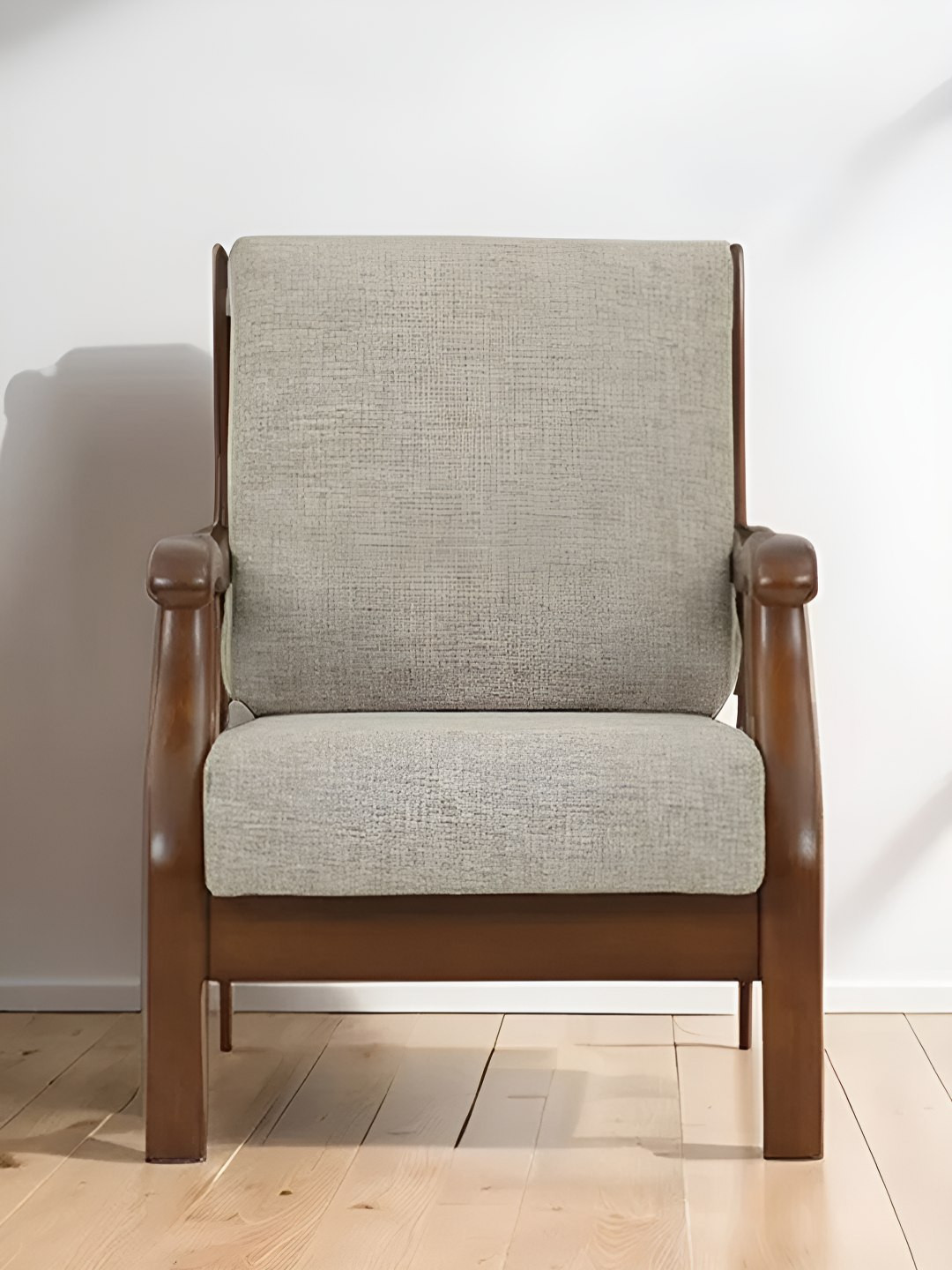 Royaloak Brown & Grey Wooden Cushioned Lounge Chair