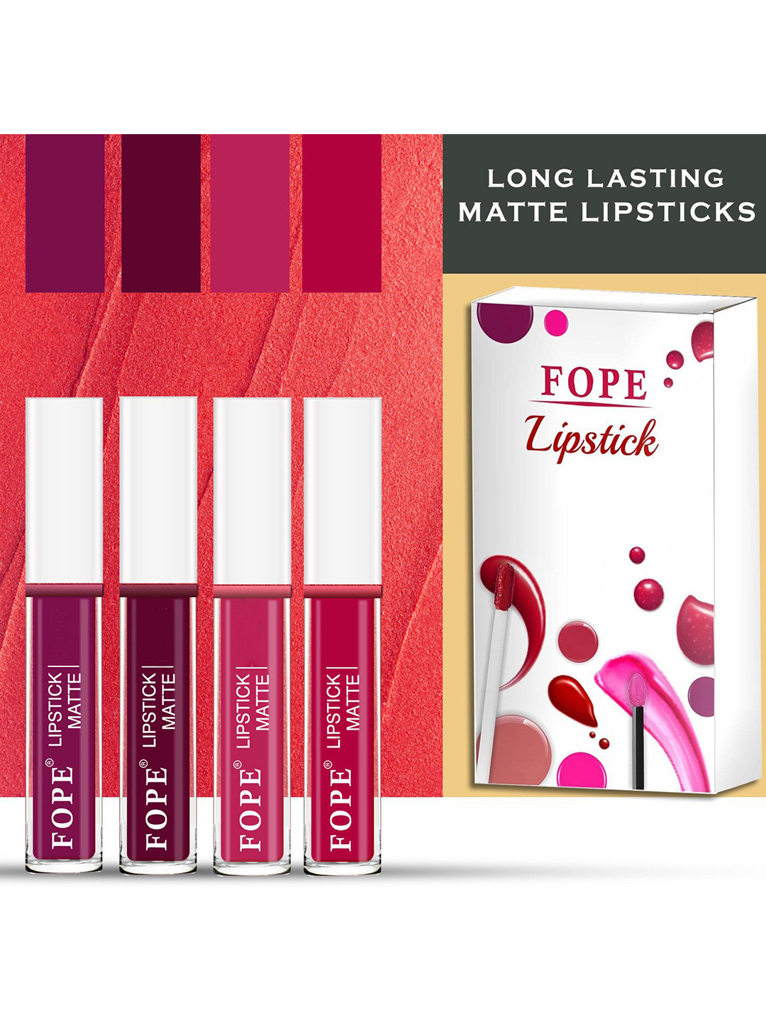 FOPE Set Of 4 Long Lasting Matte Liquid Lipstick - 4 ml Each - Shade - 01- 08 - 10 - 11