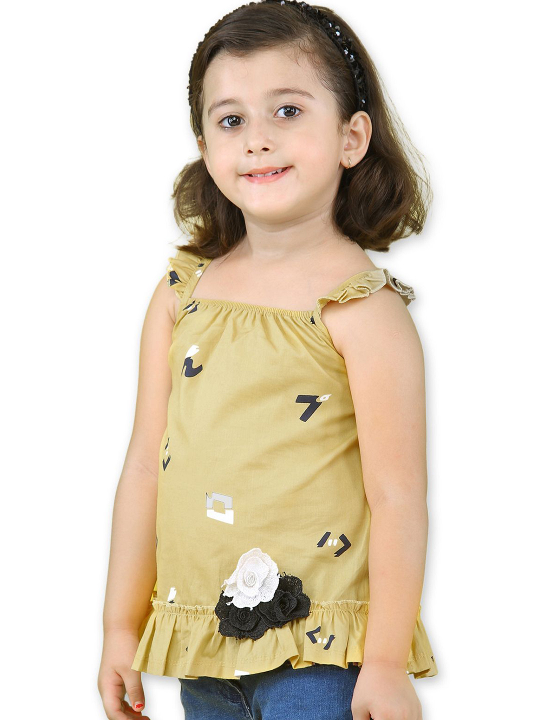 Nino Togs Girls Printed Applique Cotton Top