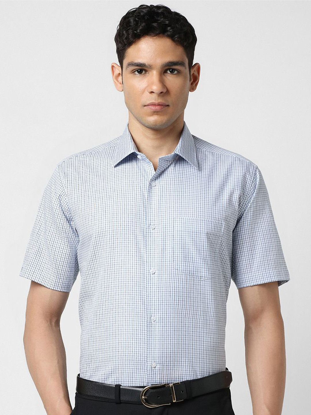 Van Heusen Men Cotton Checked Formal Shirt