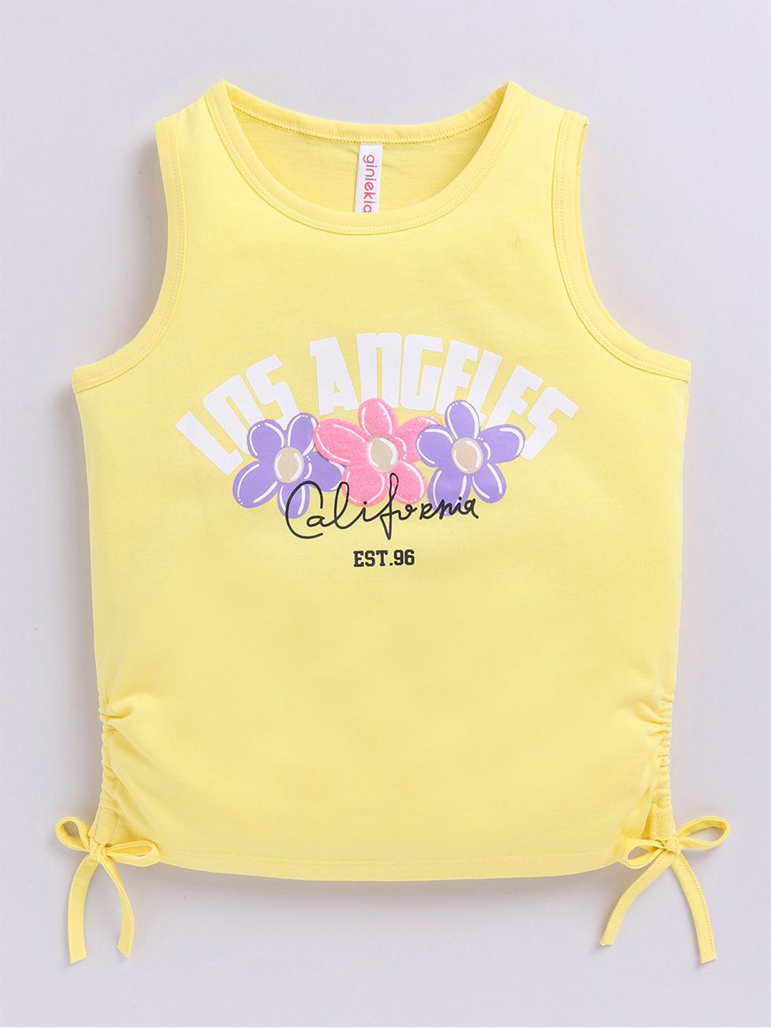 giniekids Girl Cotton Round neck typography printed Top