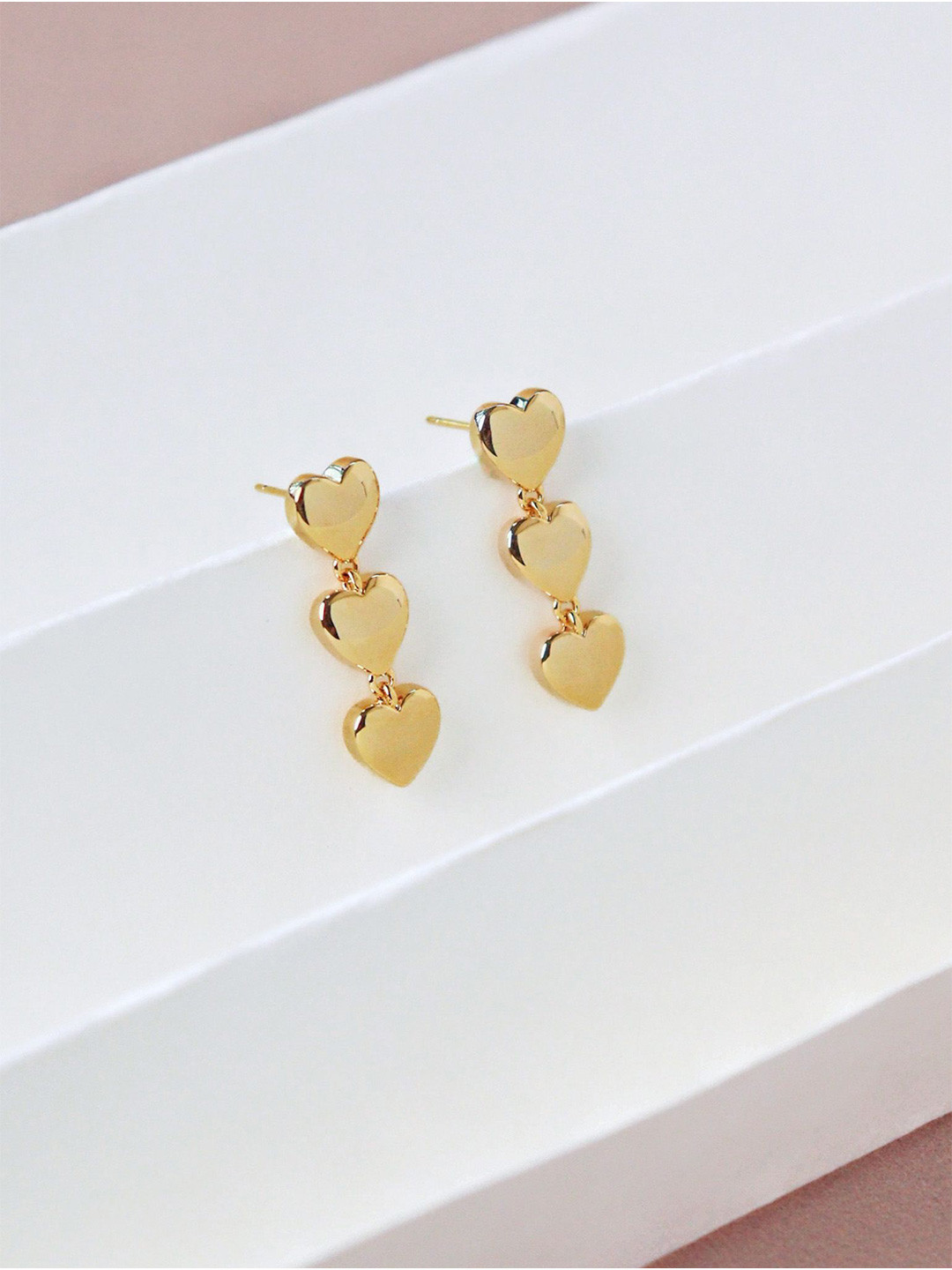 CURIO COTTAGE Nova Gold-Plated Heart Shaped Drop Earrings