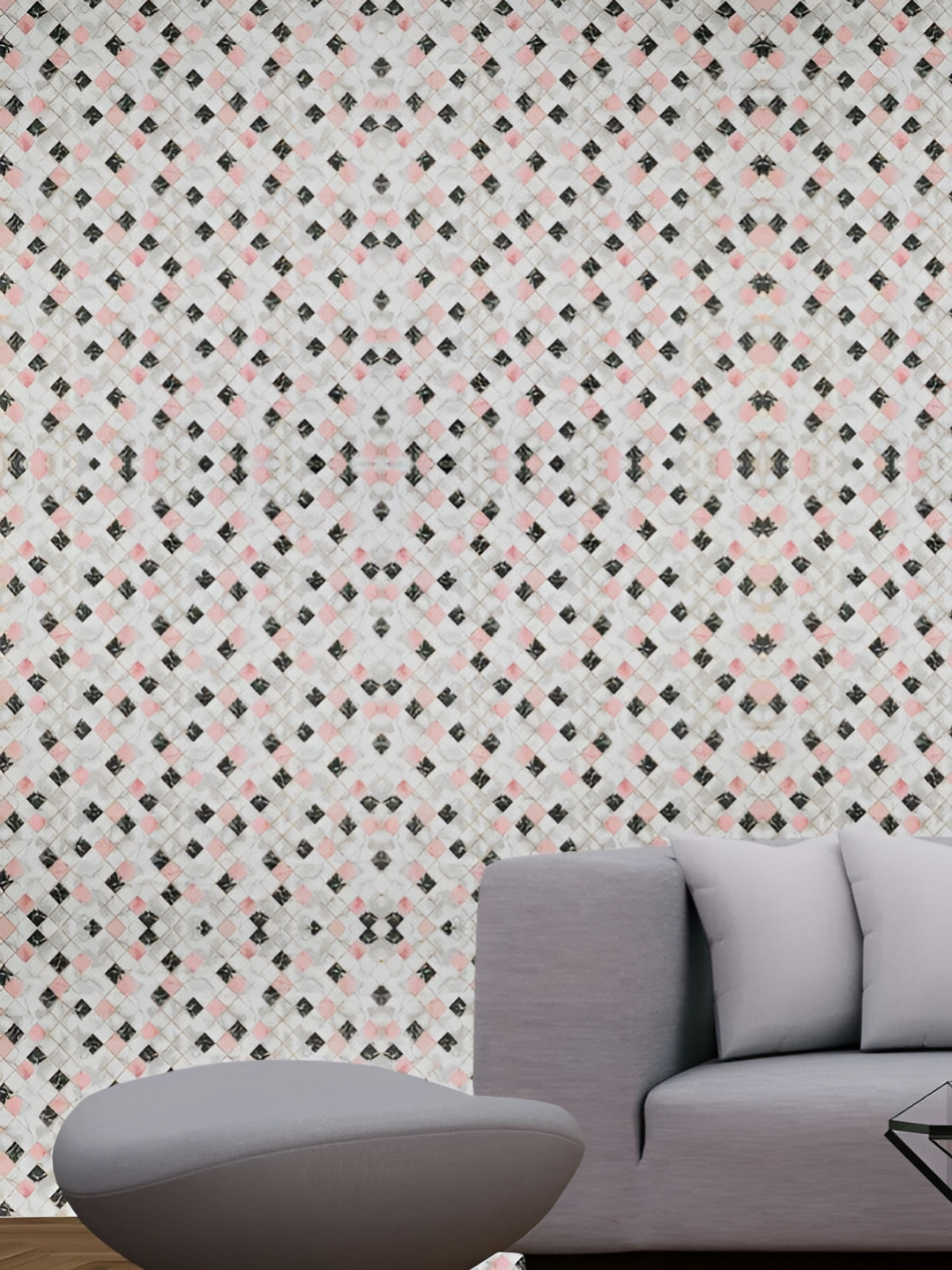 Sky Walls White & Pink Printed Waterproof Wallpaper