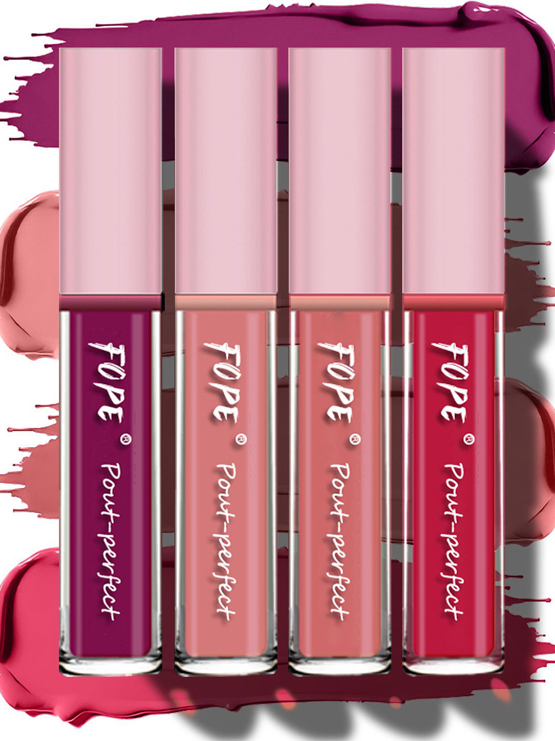 FOPE Pout Perfect Set Of 4 Long Lasting Matte Liquid Lipstick - 4ml Each 01 - 02 - 07 - 09
