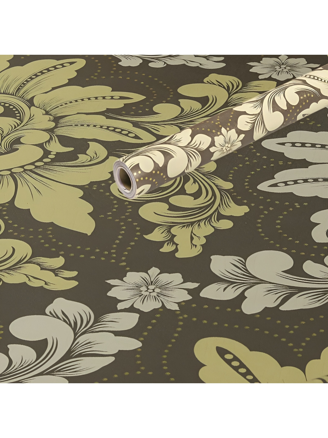 Sky Walls Olive-Green Printed Waterproof Self-Adhesive Wallpaper