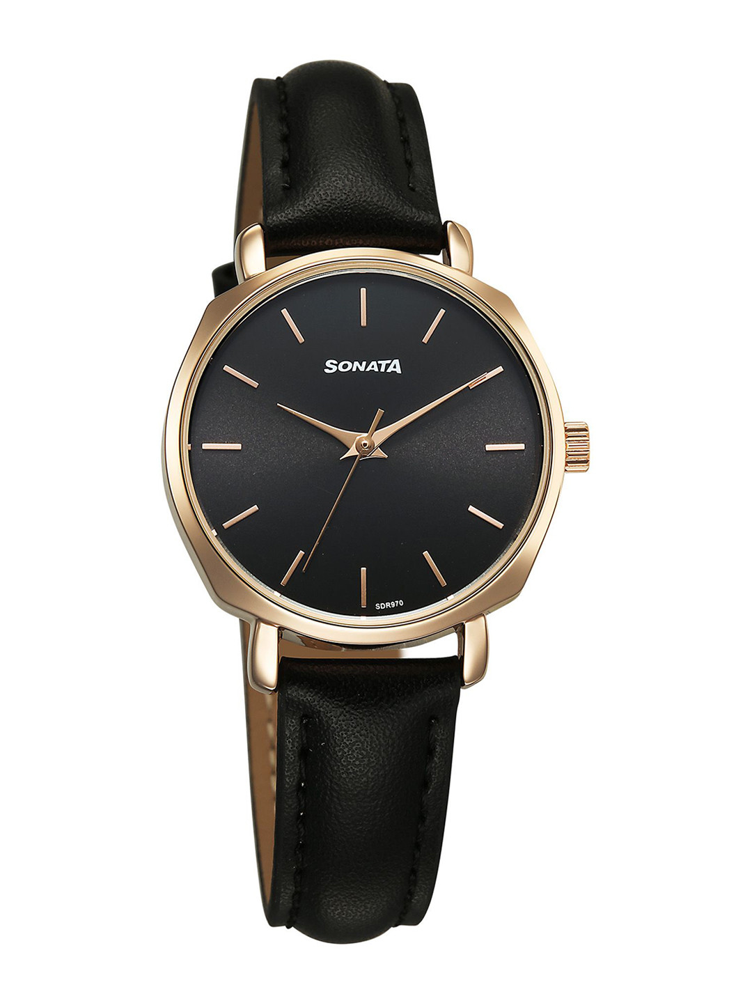 Sonata Women Brass Dial And Leather Straps Analogue Watch 87087WL01 sonata eternia