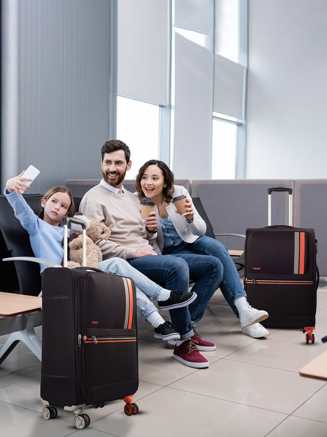 TIMUS Soft luggage Set Of 2 Soft Sided Large & Medium Trolley Bag