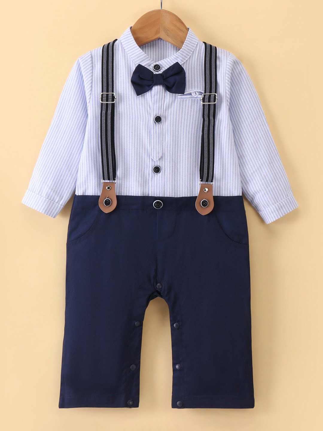 Mark & Mia Infant Boys Lining Shirt Collar Rompers
