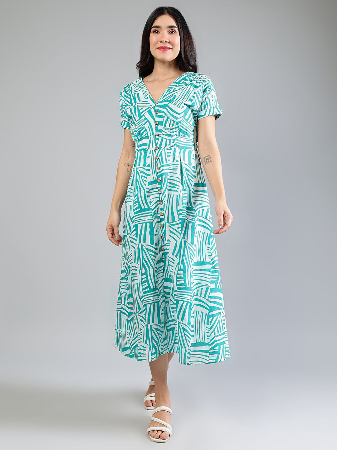 Peppinos Women  Print A-Line Maxi Dress