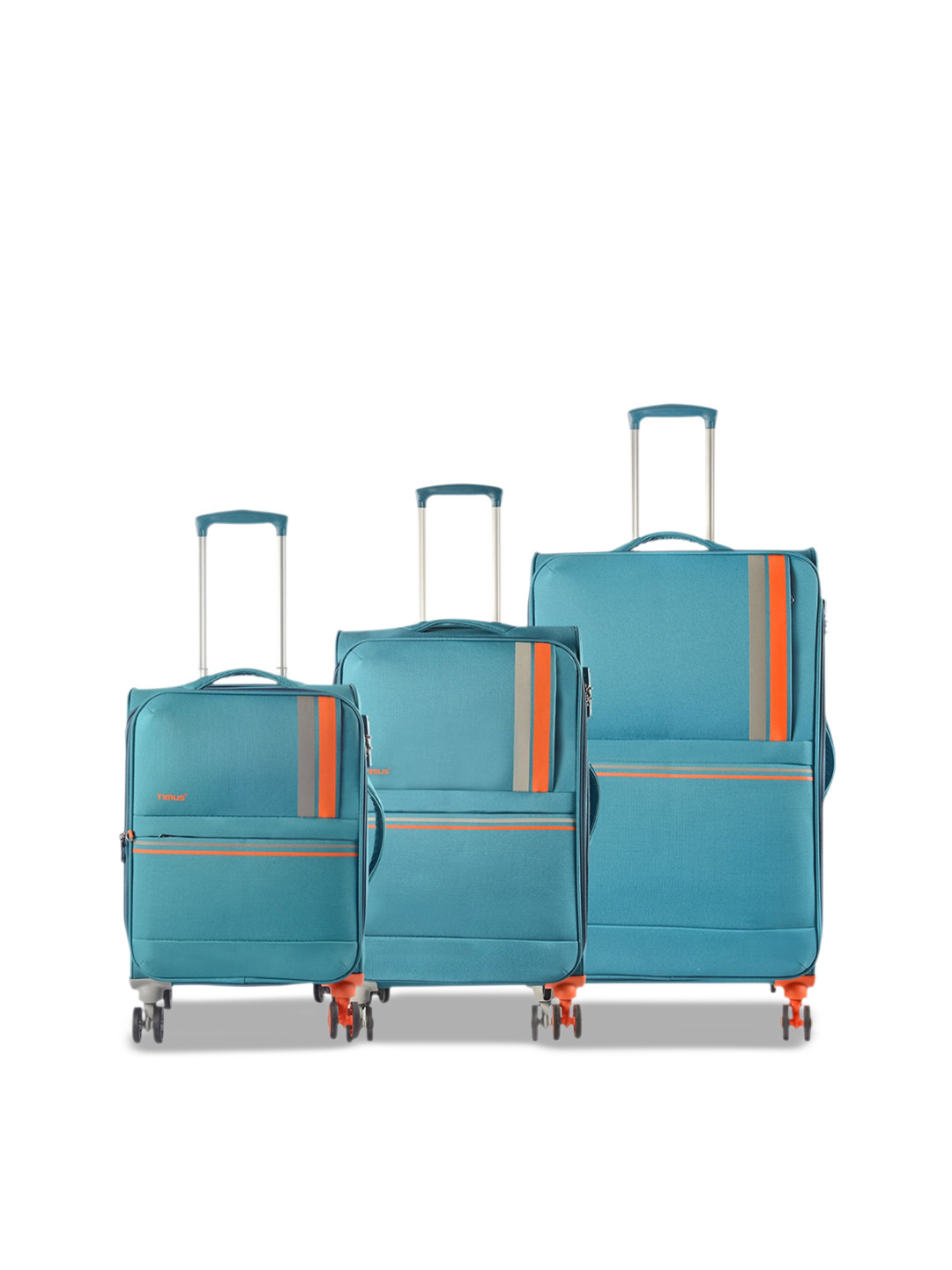 Timus Sportive Set Of 3 Textured Soft-Sided Trolley Suitcase