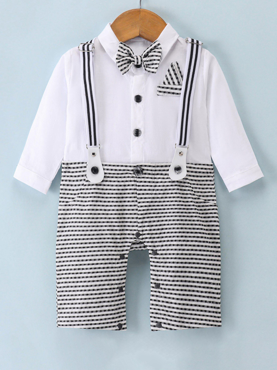 Mark & Mia Infant Boys Lining Shirt Collar Rompers