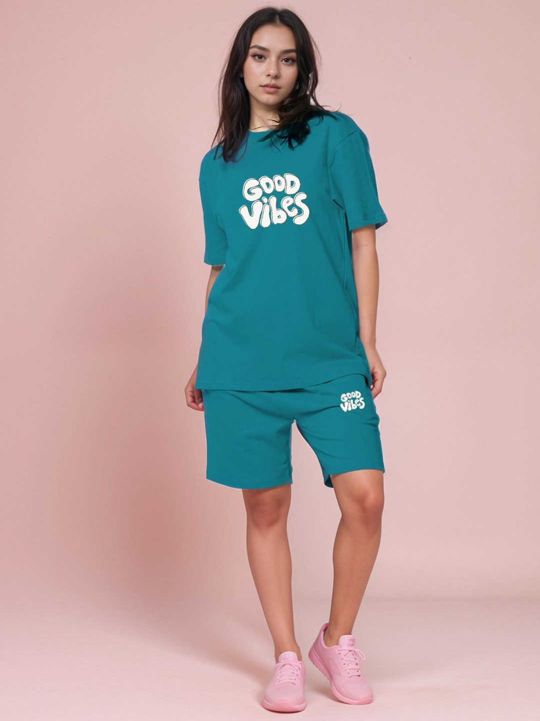 Keenuu Printed Pure Cotton T-Shirt With Shorts Co-Ords
