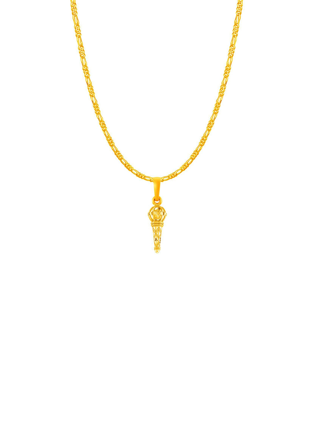 Metronaut 92.5 Sterling Silver 22KTGold-Plated Gada Pendant With Figaro Chain