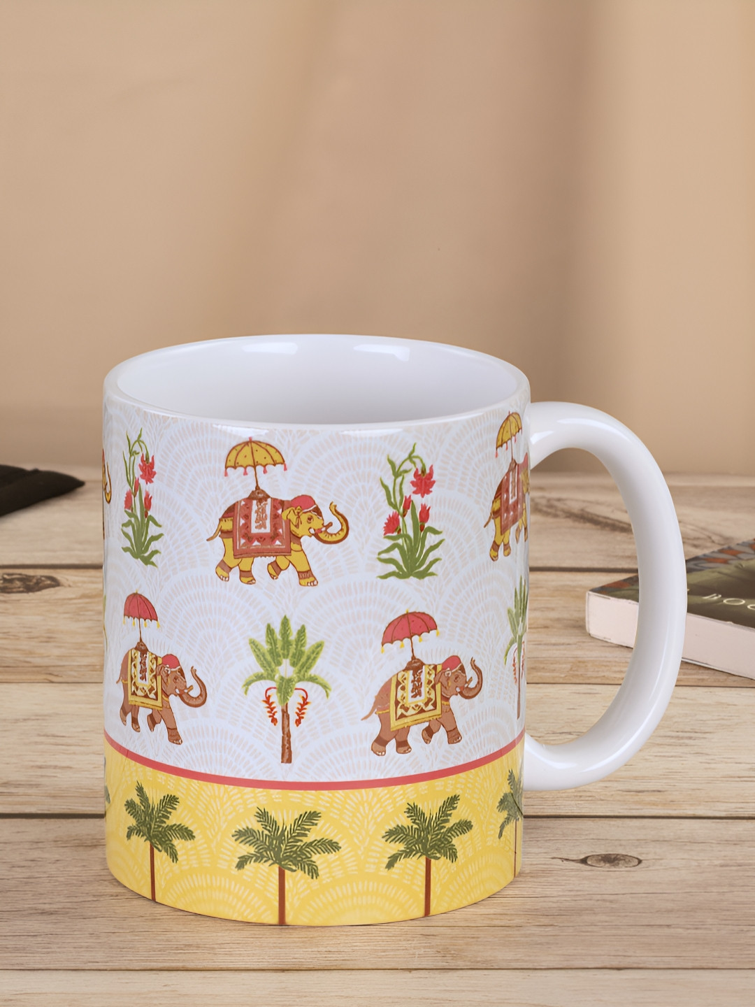 Home Ecstasy Love Doodle Art Valentine Love Theme White Animal Print Ceramic Handmade Mug-320ml