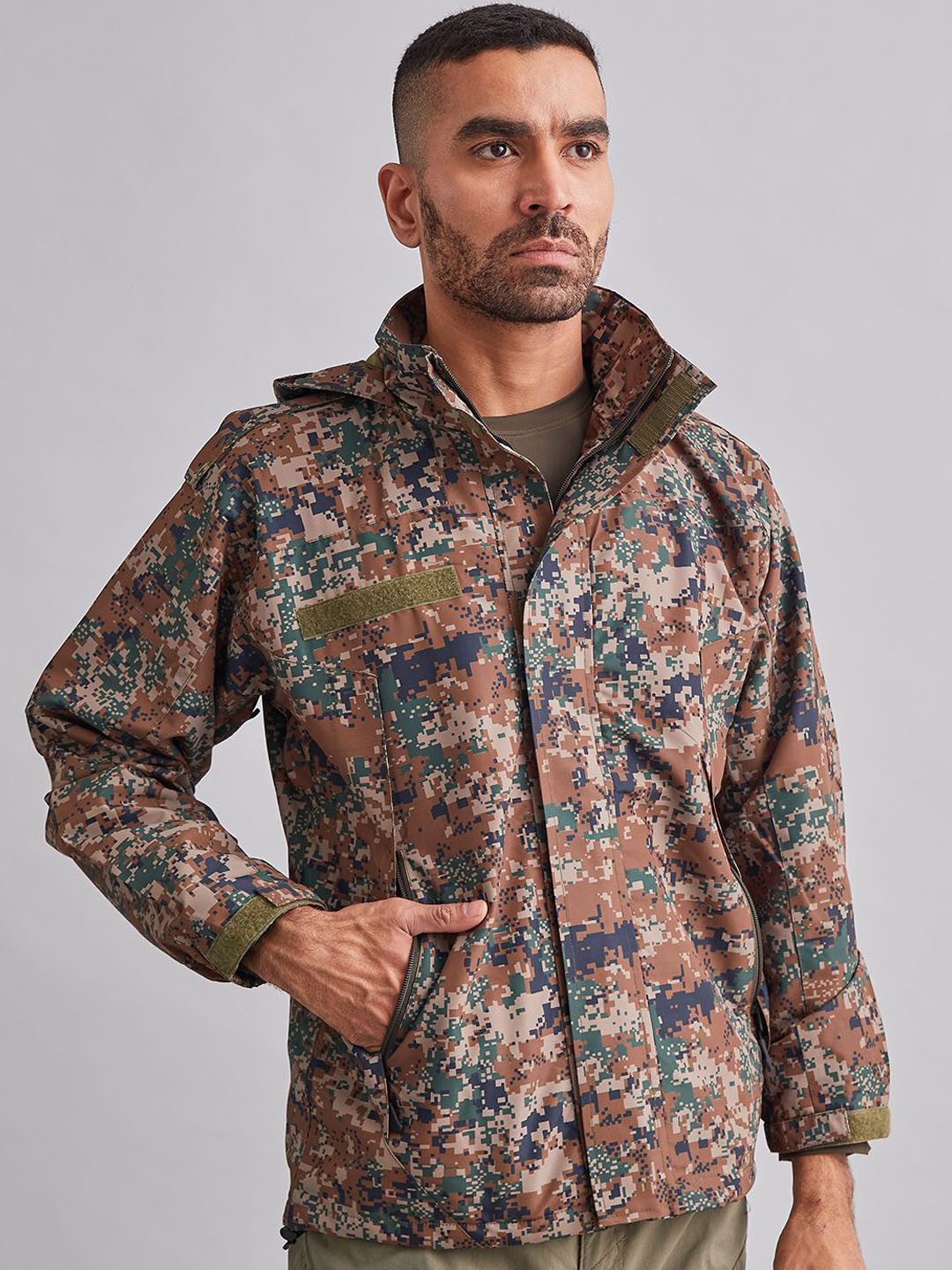 MOUNTMILLER Men's Camouflage Super Digital Airshell Hooded Tactical Wind Jacket