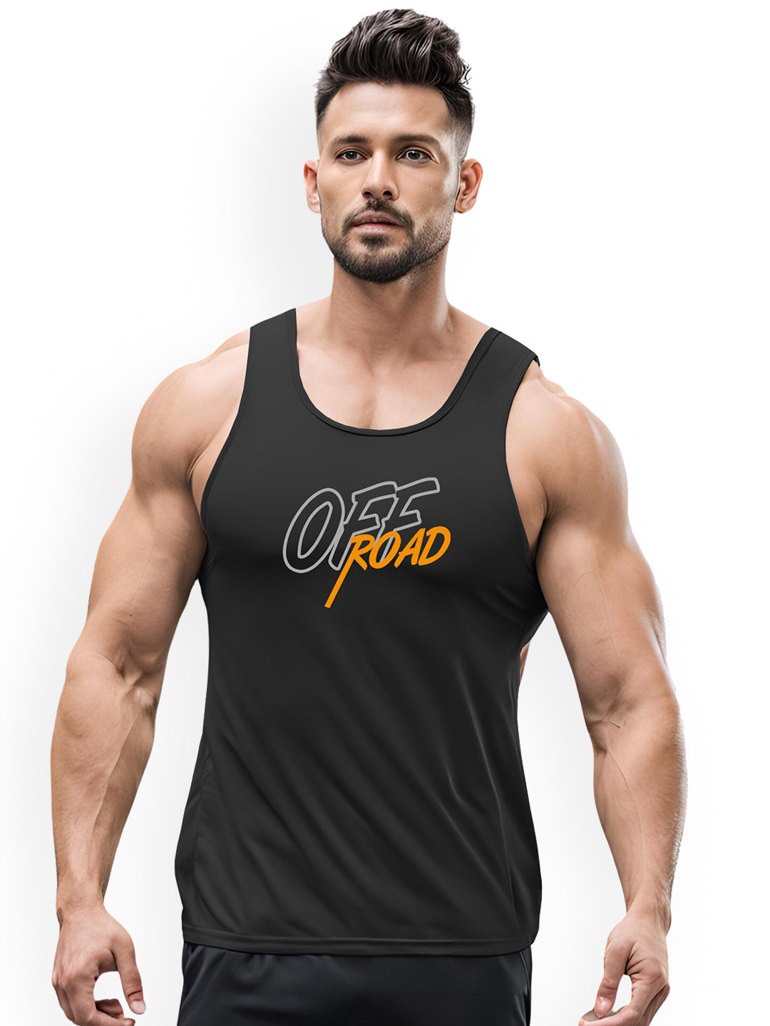 3Colors Printed Dri-Fit Athleisure Wear Gym Innerwear Vest VEST-N CUT-OFFROAD-BLK_M