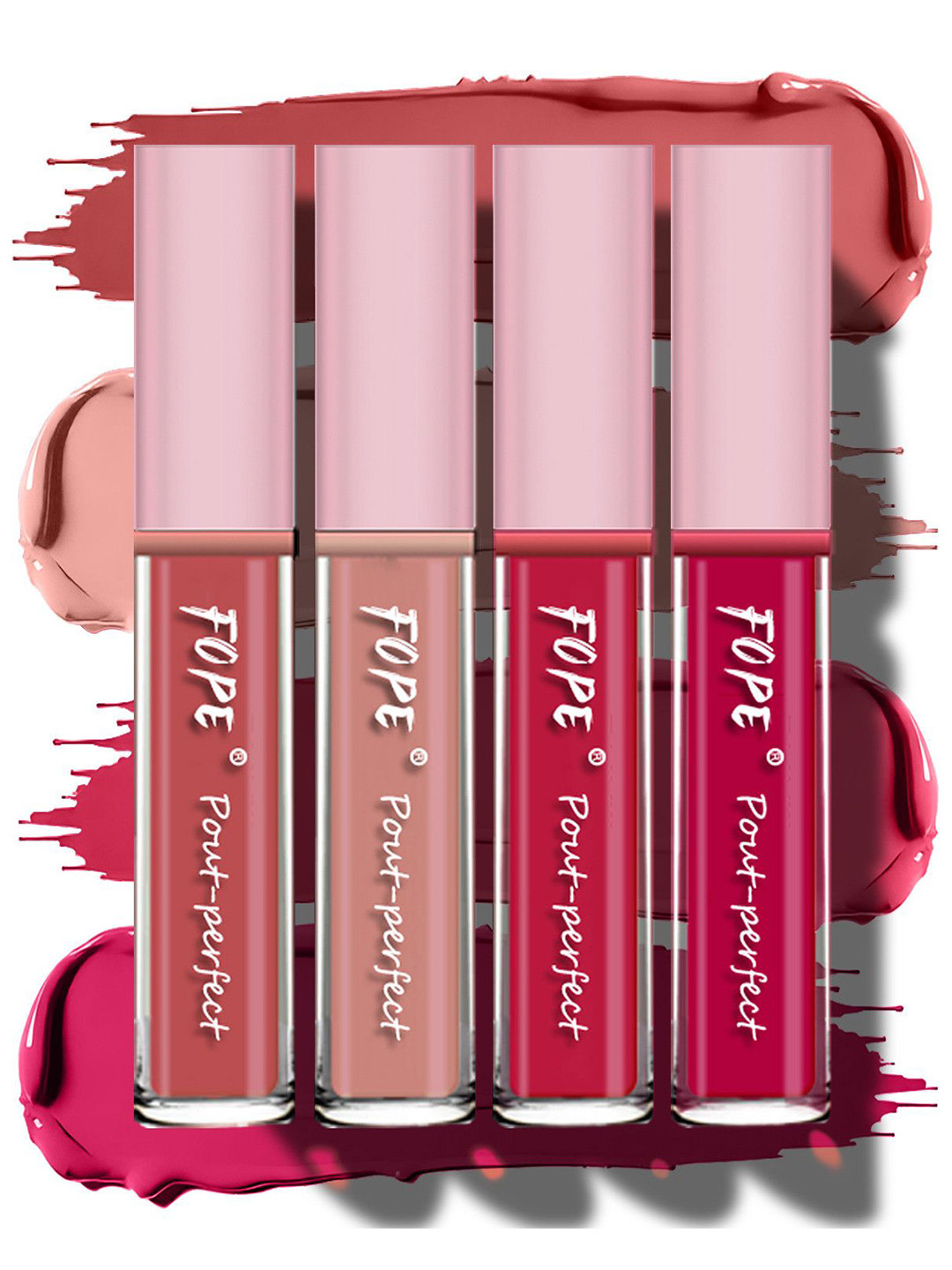 FOPE Set Of 4 Pout Perfect Smudge-Free Liquid Lipstick - 4 ml Each - Shade - 05 06 08 11