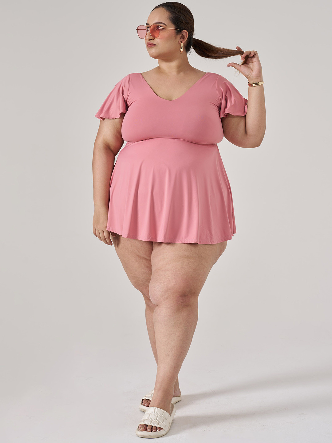 SPIRIT ANIMAL Women Plus Size 2 Piece Swimsuit Set with Swim Dress and Short