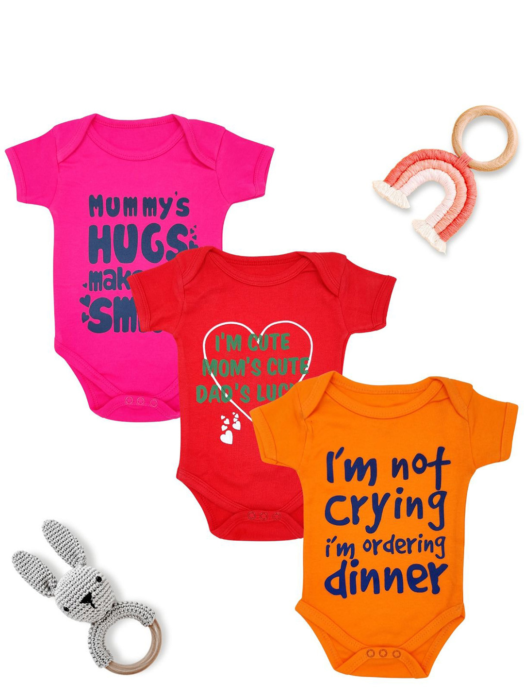 MYBABYTOWN Infants Pack Of 3 Printed Bodysuits