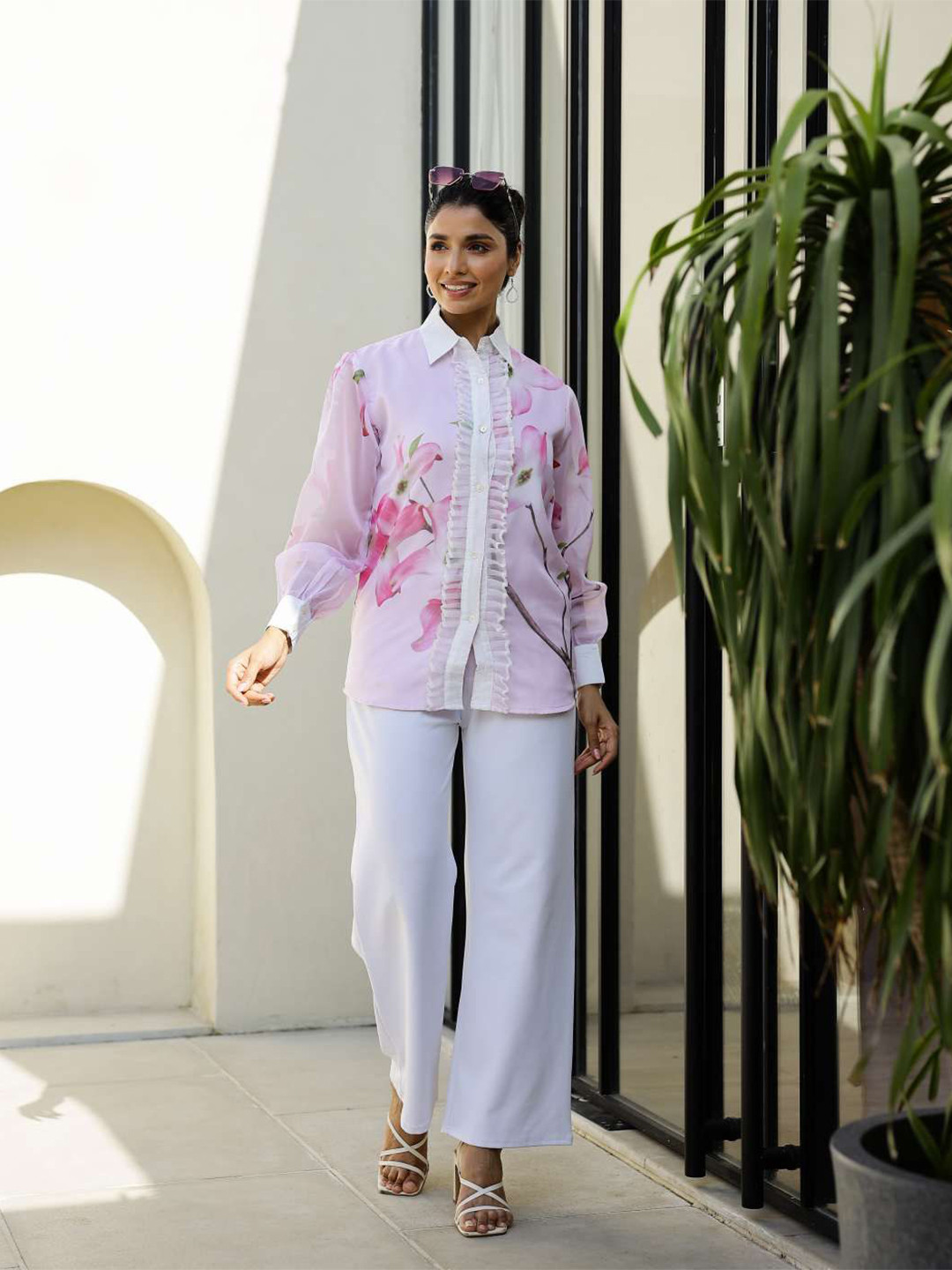 FLAVIA CREATION Women Floral Printed Spread Collar Cotton Casual Shirt