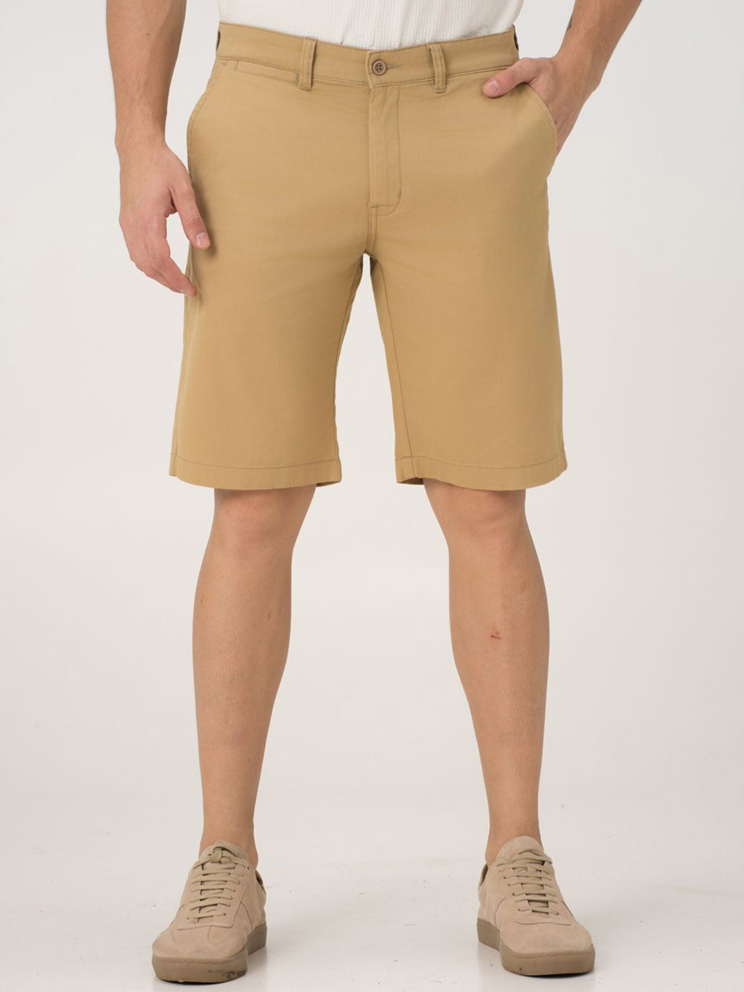 The Pant Project Men Blonde Khak Regular-Fit Stretchable Chino Shorts