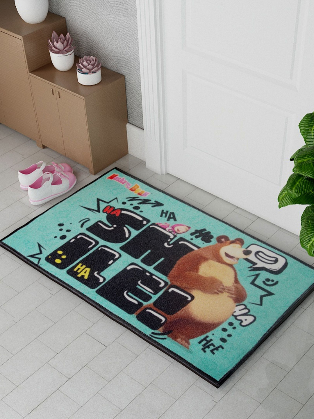 Athom Living  Bear Smile Digital Printed Anti-Skid Doormats