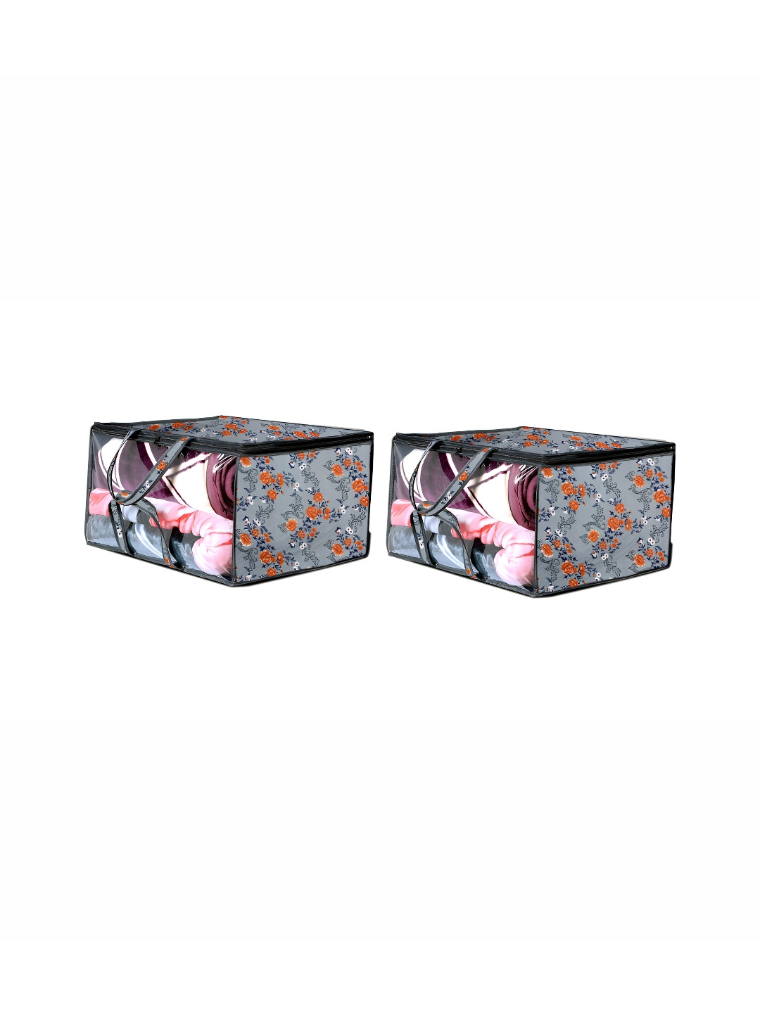Stylista Blue & Brown 2 Pieces Printed Waterproof Storage Bag Organisers With Zip