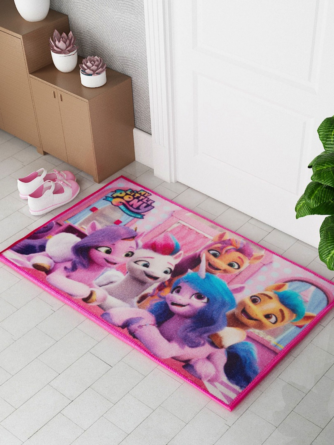 Athom Living Blue & Pink My Little Pony Character Printed Ani-Skid Doormat.