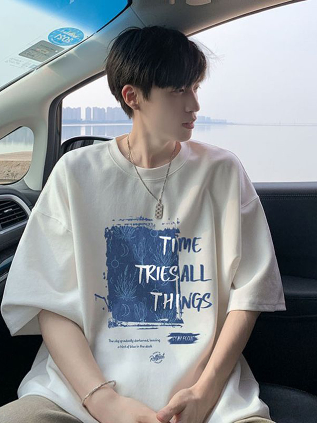 StyleCast x Revolte Men Graphic Printed Round Neck Cotton Oversized T-shirt