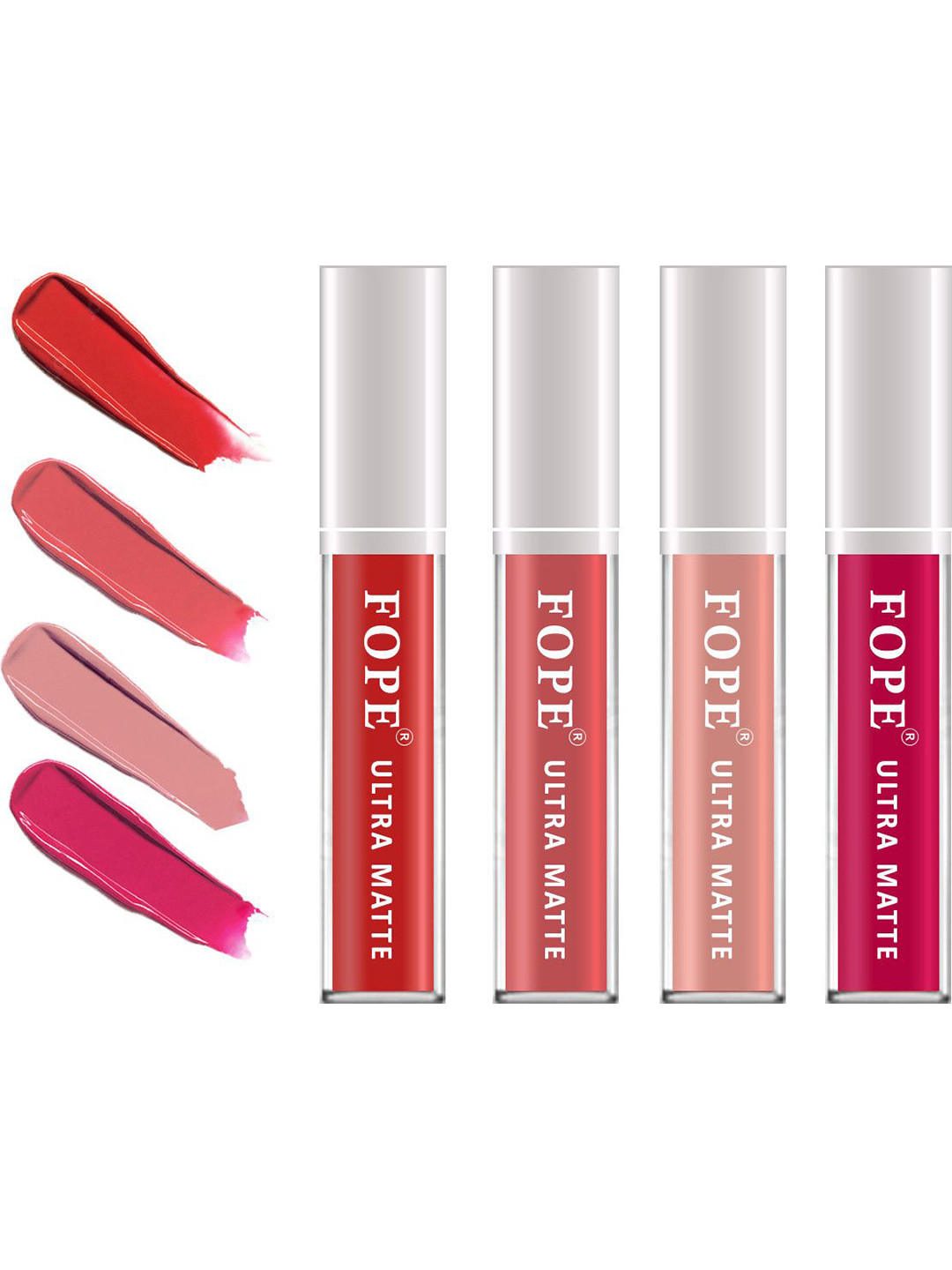 FOPE Set Of 4 Long Lasting Matte Liquid Lipstick - 4 ml Each - 4 - 5 - 6 - 11