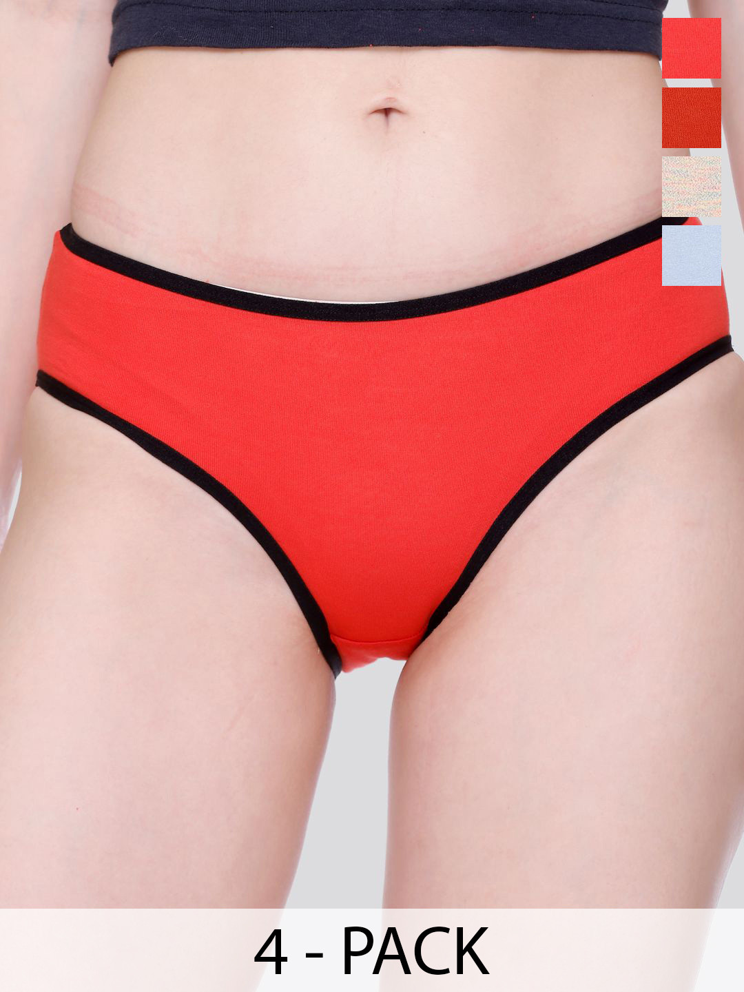 Skidlers 4-Pc Super Combed Cotton Hipster Briefs 4SKD-BRIEF-20-RED-20-SKY-20-RUST-46-CREAM