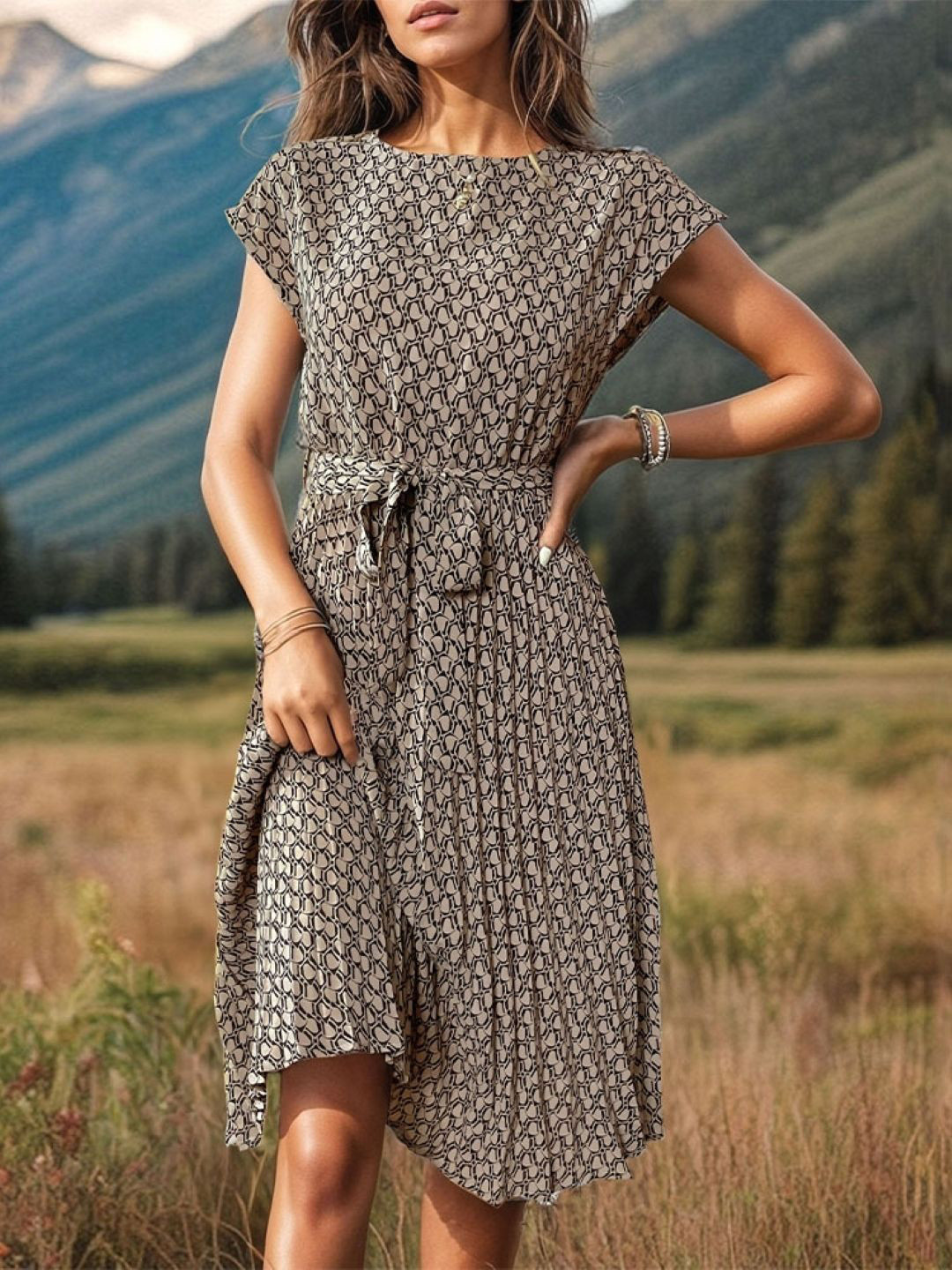 KPOP Abstract Print A-Line Dress