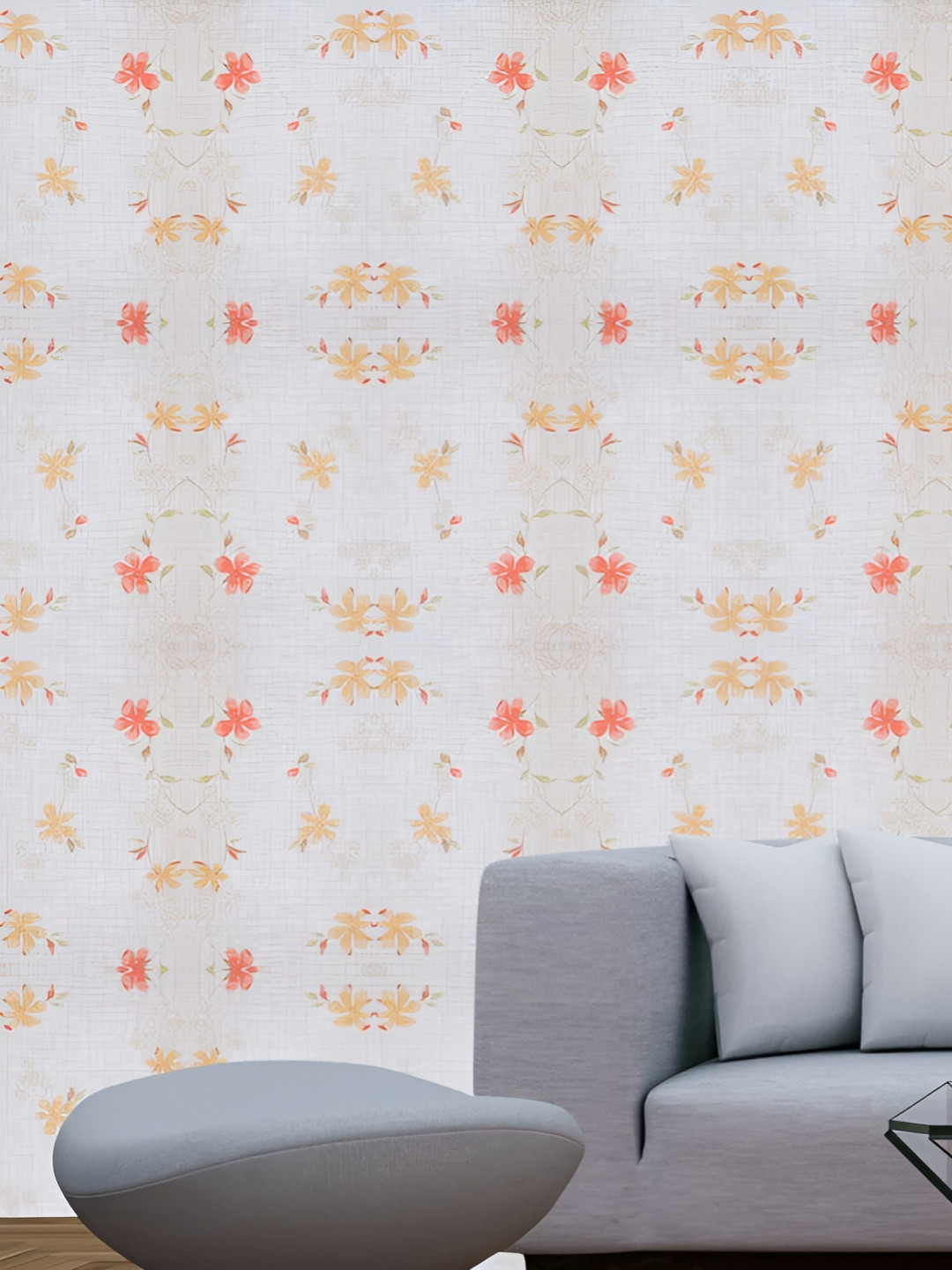 Sky Walls White & Pink Printed Waterproof Wallpaper