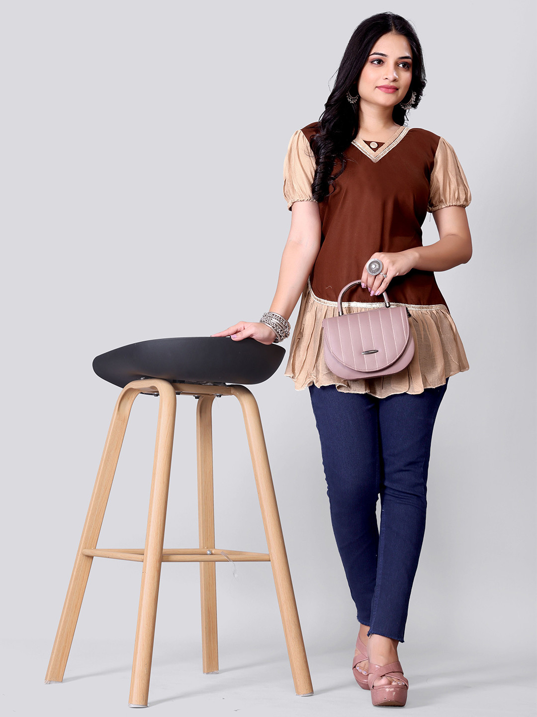 FULPARI Women Solid Flared A-Line Kurtis