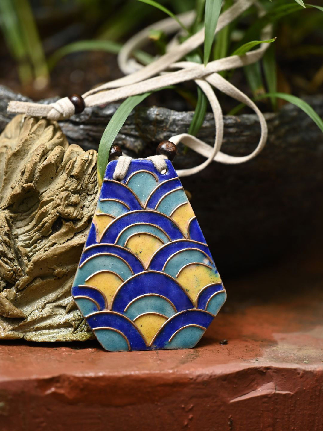 Ekibeki Copper Enamel Symmetrical Rainbow Pendant Necklace