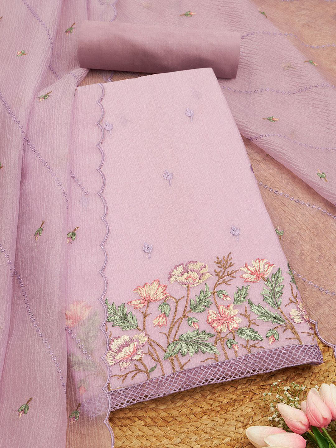 Soch Embroidered Crushed Tissue Unstitched Dress Material