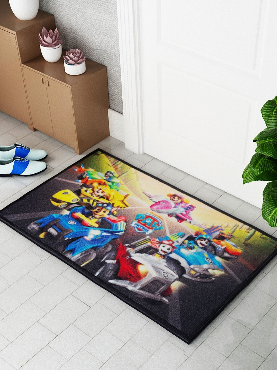 Athom Living Blue & Pink Paw Patrol Themed Printed Anti Skid Doormat