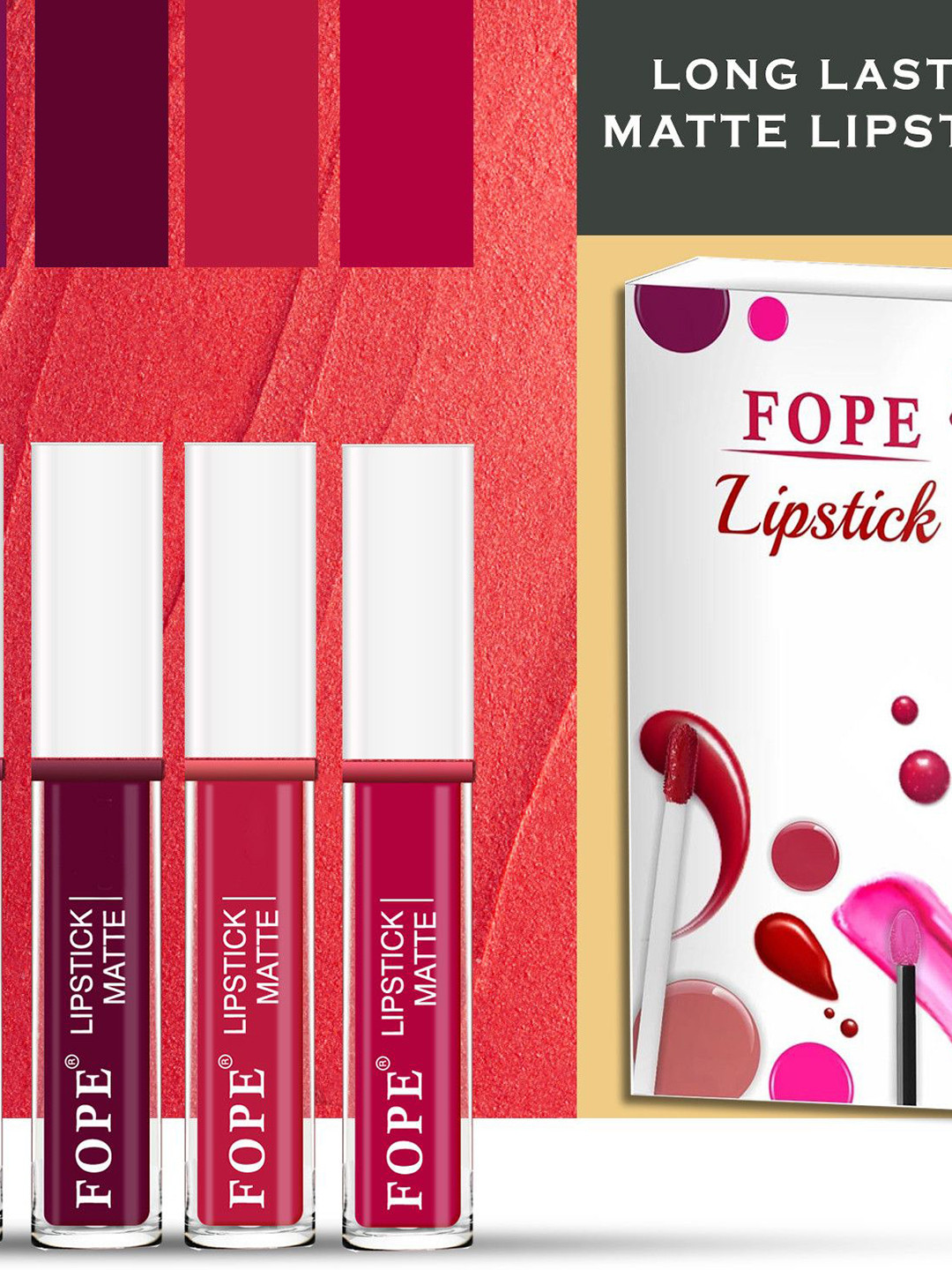 FOPE Set Of 4 Revolutionary Waterproof Matte Liquid Lipstick - 4ml - 1-8-9-11