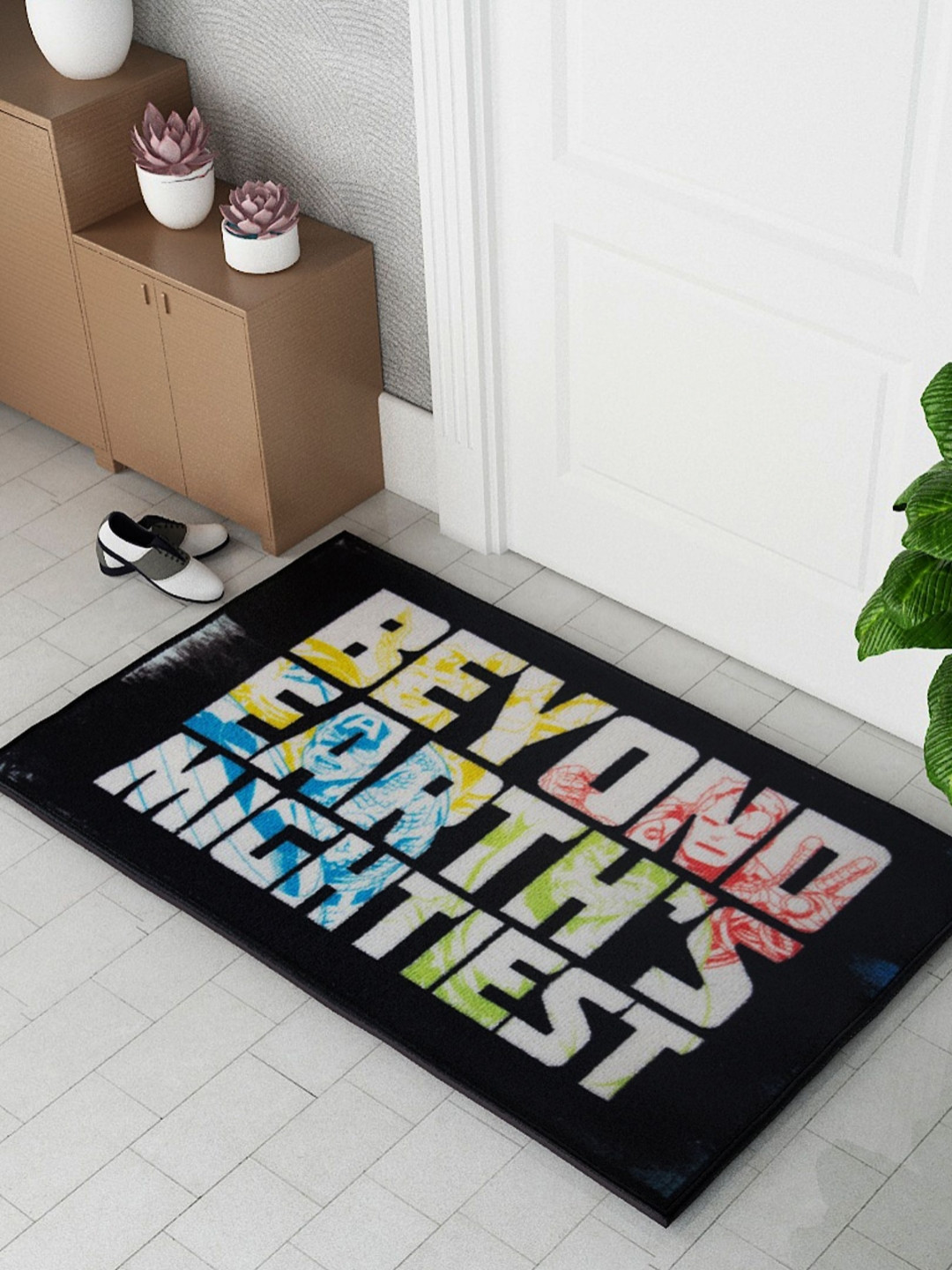Athom Living Black & Red  Beyond Earth's Mightiest Printed Anti-Skid Doormats
